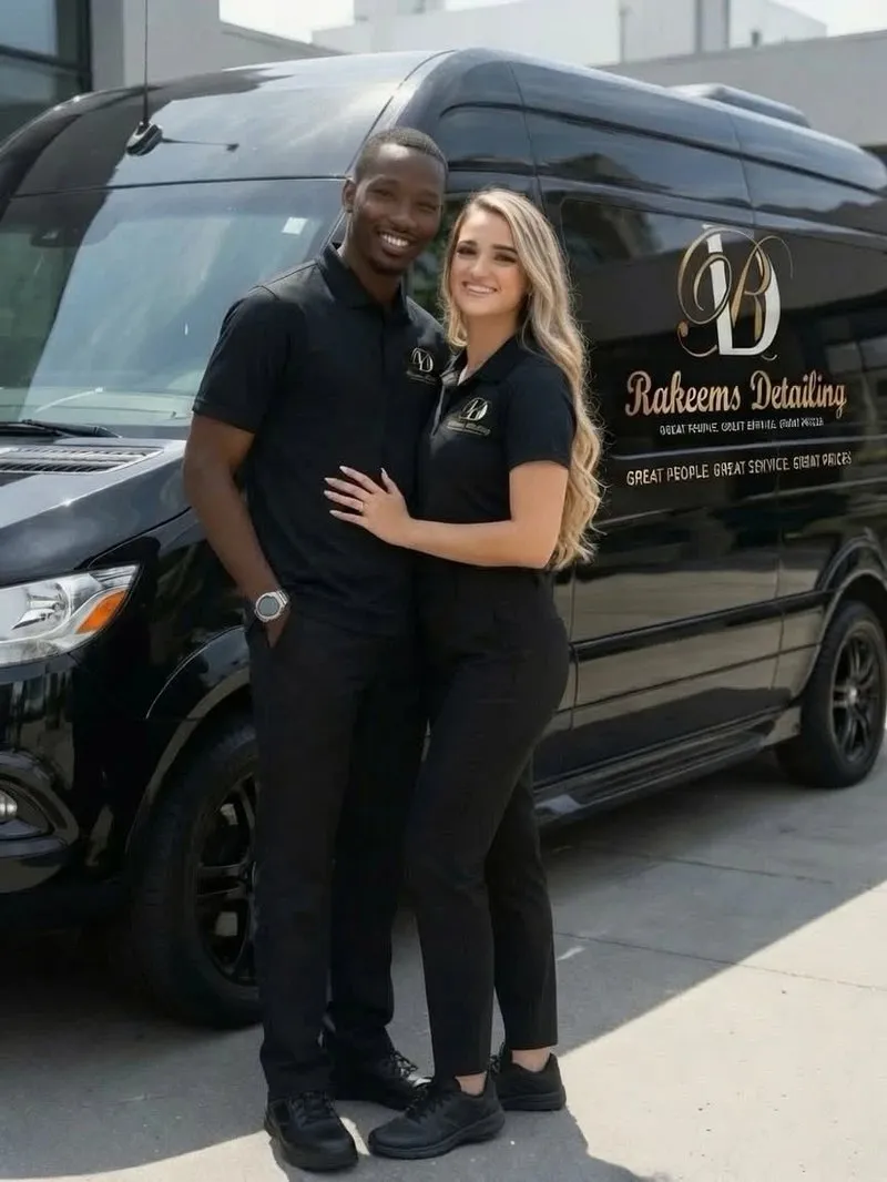 Rakeem and Courtney Collier in front of the Rakeem's Detailing van